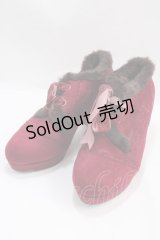 axes femme / 刺繍入りファーブーティー S ワイン Y-25-02-27-041-AX-SH-SZ-ZT-K003