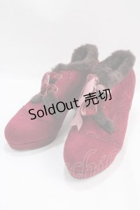 axes femme / 刺繍入りファーブーティー S ワイン Y-25-02-27-041-AX-SH-SZ-ZT-K003