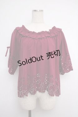 画像1: axes femme / カットワークフラワープルオーバー M ワイン Y-25-02-27-065-AX-TO-SZ-ZI