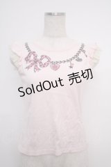 Emily Temple cute / ネックレスプリントTシャツ  ピンク Y-25-02-27-068-ET-TO-SZ-ZY