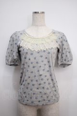 Emily Temple cute / ローズプリントカットソー  グレー Y-25-02-27-081-ET-TO-SZ-ZY