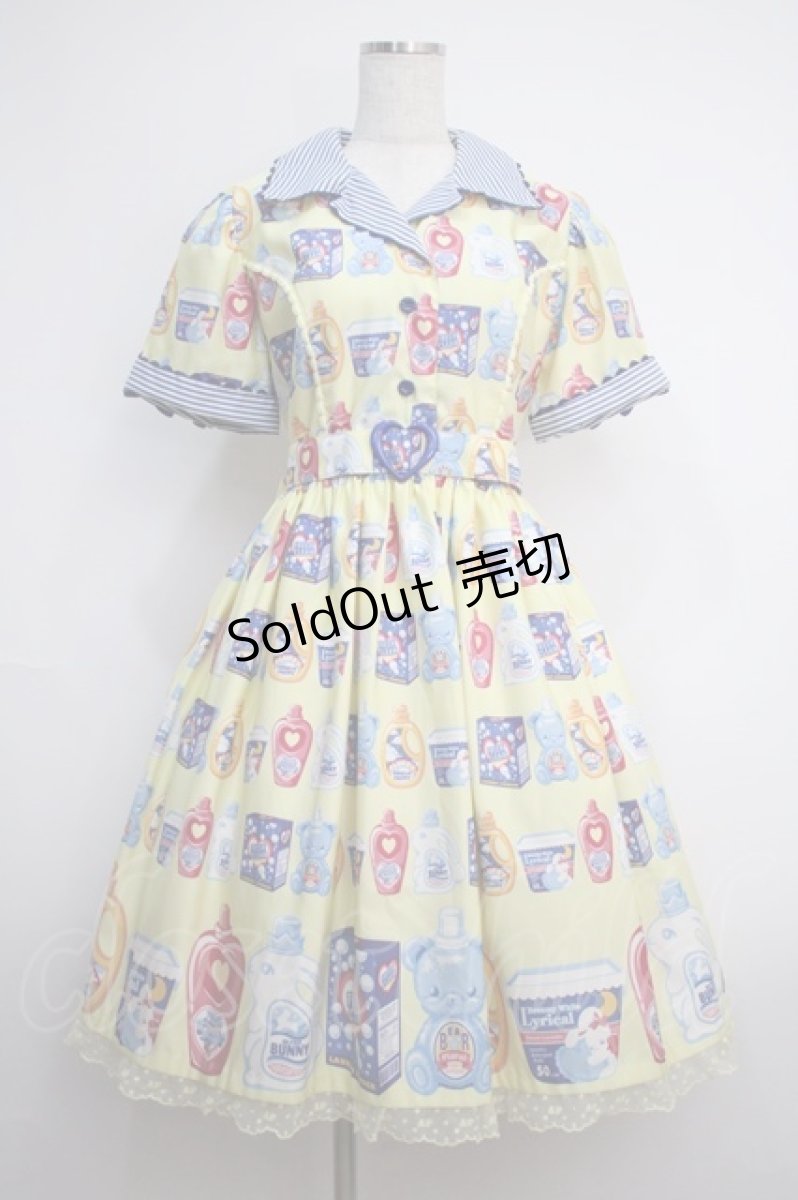 画像1: Angelic Pretty / Sunny Smile Laundryワンピース  イエロー Y-25-02-27-091-AP-OP-SZ-ZY (1)