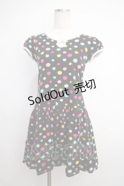 画像1: MILK / マーブルドットワンピース  ブラックベースパウダーブルー Y-25-02-27-104-ML-OP-SZ-ZY