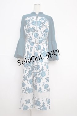 画像1: axes femme / バルーンスリーブフラワーワンピース  グリーン Y-25-02-27-126-AX-OP-SZ-ZY
