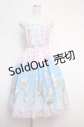 axes femme kawaii / ブルーミングガーデンジャンパースカート  サックス Y-25-02-27-128-AX-OP-SZ-ZY