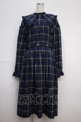 Maison de minette / Big collar plaid dress  ネイビー Y-25-02-27-129-LO-OP-SZ-ZT439