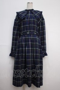Maison de minette / Big collar plaid dress  ネイビー Y-25-02-27-129-LO-OP-SZ-ZT439