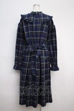 画像2: Maison de minette / Big collar plaid dress  ネイビー Y-25-02-27-129-LO-OP-SZ-ZT439 (2)
