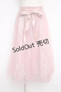 axes femme POETIQUE / リボン付レース×チュールスカート M ピンク Y-25-02-27-139-AX-SK-SZ-ZY
