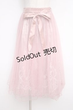画像1: axes femme POETIQUE / リボン付レース×チュールスカート M ピンク Y-25-02-27-139-AX-SK-SZ-ZY