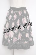 axes femme / シアーチェック×花柄スカート M 黒 Y-25-02-27-141-AX-SK-SZ-ZY