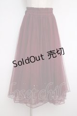 axes femme POETIQUE / パールデザインチュールスカート M ワイン Y-25-02-27-148-AX-SK-SZ-ZY