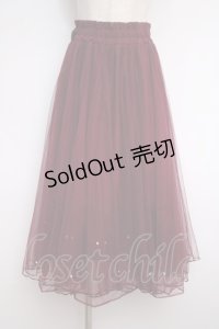 axes femme POETIQUE / パールデザインチュールスカート M ワイン Y-25-02-27-148-AX-SK-SZ-ZY