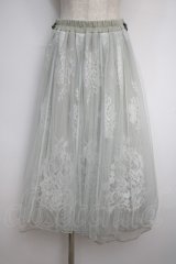 axes femme POETIQUE / リボン付レース×チュールスカート M グリーン Y-25-02-27-149-AX-SK-SZ-OS
