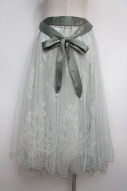 画像2: axes femme POETIQUE / リボン付レース×チュールスカート M グリーン Y-25-02-27-149-AX-SK-SZ-OS