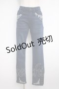 【SALE】axes femme / 香水×バラ刺繍デニムパギンス M インディゴ Y-25-02-27-167-AX-PA-SZ-ZT220