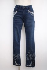 画像1: 【SALE】axes femme / 香水×バラ刺繍デニムパギンス M インディゴ Y-25-02-27-167-AX-PA-SZ-ZT220 (1)
