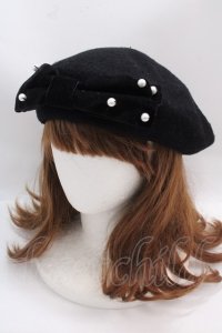 m petit by misako / AMリボンBベレー 57.5cm 中黒 Y-25-02-27-036-LO-AC-SZ-ZT421