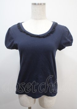 画像1: Jane Marple / フリルカットソー M 紺 Y-25-03-04-070-JM-TO-SZ-ZY