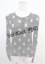 HYSTERIC GLAMOUR / rose cat総柄カーディガン  黒 Y-25-03-04-074-PU-TO-SZ-ZY