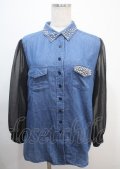 GLAD NEWS / スタッズ付き袖チュールデニムシャツ  ブルー Y-25-03-04-079-GL-TO-SZ-ZY