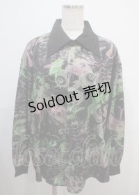 Drug Honey / 骨の舞踏会柄BIGシャツ  黒 Y-25-03-04-086-PU-BL-SZ-ZY