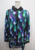 Drug Honey / 幻影鬼炎柄テールカットシャツ  黒 Y-25-03-04-087-PU-BL-SZ-ZY