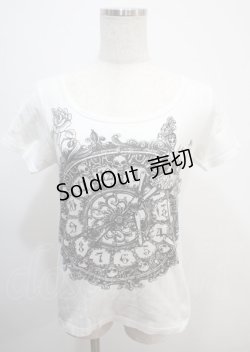 画像1: ALGONQUINS / スカルクロック半袖シャツ  白 Y-25-03-04-090-AL-TO-SZ-ZY