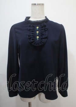 画像1: Fi.n.t / 薔薇刺繍ブラウス  紺 Y-25-03-04-094-CA-BL-SZ-ZY