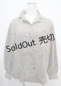 jouetie / 花刺繍千鳥柄シャツ  ブラウン Y-25-03-04-095-EL-BL-SZ-ZY