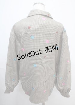 画像2: jouetie / 花刺繍千鳥柄シャツ  ブラウン Y-25-03-04-095-EL-BL-SZ-ZY