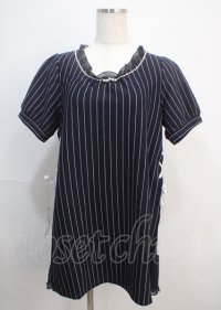axes femme / ストライプ柄カットチュニ  紺 Y-25-03-04-104-AX-OP-SZ-ZI