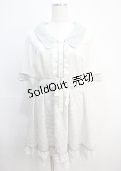 画像1: axes femme / ストライプ柄ドッキングワンピース  白×サックス Y-25-03-04-107-AX-OP-SZ-ZY