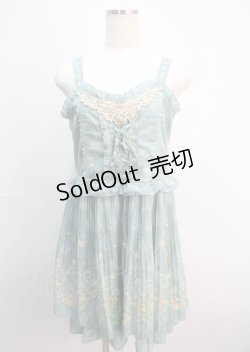 画像1: axes femme / 壁紙花パネル消しプリーツワンピース  グリーン Y-25-03-04-115-AX-OP-SZ-ZY