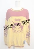 Candy Stripper / numbering cat セーター  赤×黄 Y-25-03-04-134-PU-TO-SZ-ZY