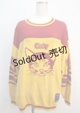 Candy Stripper / numbering cat セーター  赤×黄 Y-25-03-04-134-PU-TO-SZ-ZY