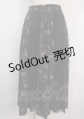 axes femme / レース花パッチワークスカート M 黒 Y-25-03-04-149-AX-SK-SZ-ZT417