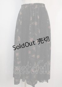 axes femme / レース花パッチワークスカート M 黒 Y-25-03-04-149-AX-SK-SZ-ZT417