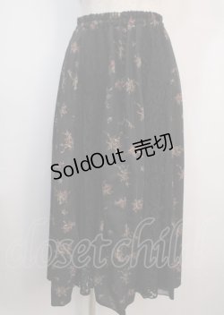 画像1: axes femme / レース花パッチワークスカート M 黒 Y-25-03-04-149-AX-SK-SZ-ZT417