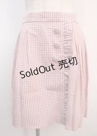 axes femme kawaii / チェック柄切り替えスカート M ピンク Y-25-03-04-152-AX-SK-SZ-ZY