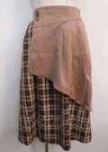 axes femme POETIQUE / アシメバイカラーチェックスカート M 茶 Y-25-03-04-154-AX-SK-SZ-ZT162