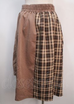 画像2: axes femme POETIQUE / アシメバイカラーチェックスカート M 茶 Y-25-03-04-154-AX-SK-SZ-ZT162