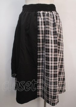 画像2: axes femme POETIQUE / アシメバイカラーチェックスカート M 黒 Y-25-03-04-155-AX-SK-SZ-ZT108