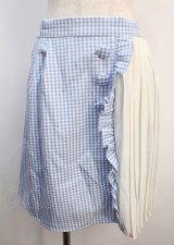 axes femme kawaii / チェック柄切り替えスカート M サックス Y-25-03-04-163-AX-SK-SZ-OS