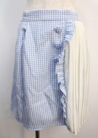 axes femme kawaii / チェック柄切り替えスカート M サックス Y-25-03-04-163-AX-SK-SZ-OS