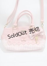 LIZ LISA / 鍵リボン付きギンガムチェック2wayトートバック  ピンク Y-25-03-04-027-LO-BG-SZ-ZY