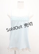 axes femme / 柄レース・立体お花付きキャミ M サックス Y-25-03-04-033-AX-TO-SZ-ZY