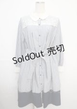 axes femme / 襟付バイカラーワンピース M 紺 Y-25-03-07-072-AX-OP-SZ-ZI
