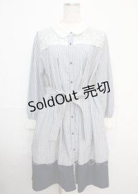 axes femme / 襟付バイカラーワンピース M 紺 Y-25-03-07-072-AX-OP-SZ-ZI