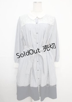 画像1: axes femme / 襟付バイカラーワンピース M 紺 Y-25-03-07-072-AX-OP-SZ-ZI